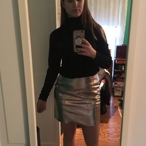 ASOS high-waisted gold metallic faux leather skirt